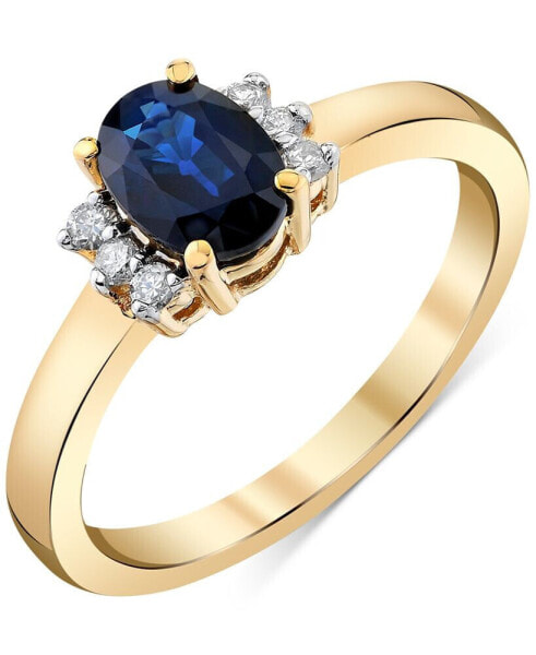 Sapphire (1 ct. t.w.) & Diamond (1/8 ct. t.w.) Oval Ring in 14k Gold