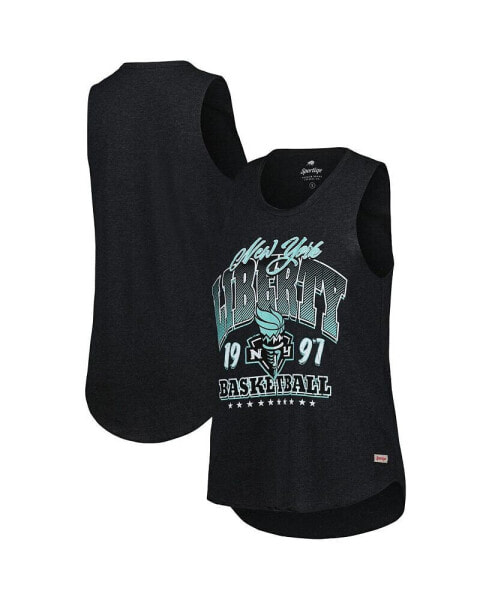 Women's Heather Black New York Liberty Janie Tri-Blend Scoop Neck Tank Top