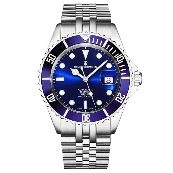 Revue Thommen Herren Armbanduhr Diver Automatic Edelstahlarmband Zifferblatt blau 17571.2228