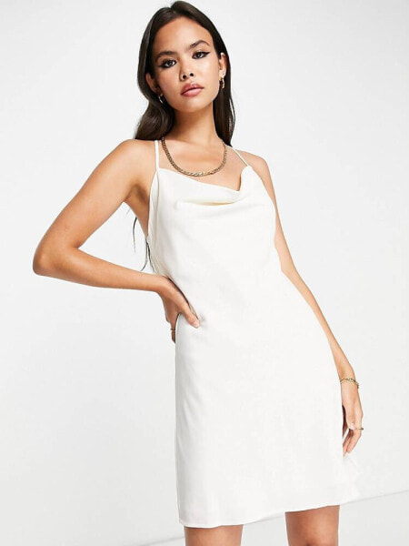 Pretty Lavish Keisha backless mini dress in matte white