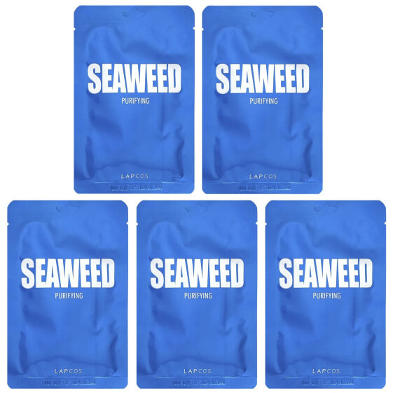 Seaweed Beauty Sheet Mask Set, Purifying, 5 Sheets, 0.84 fl oz (25 ml) Each