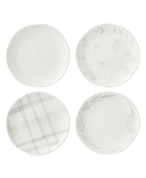 Oyster Bay Whiteware 4 Piece Tidbit Plate Set, Service for 4