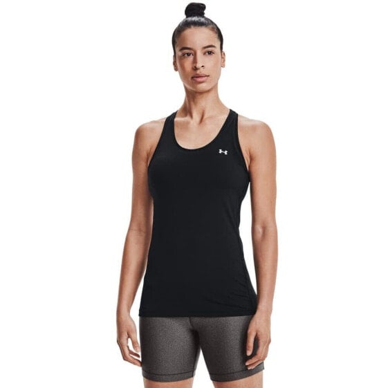 Under Armour 290952 Women's HeatGear Armour Racer Tank Black Metallic Silver 2XL