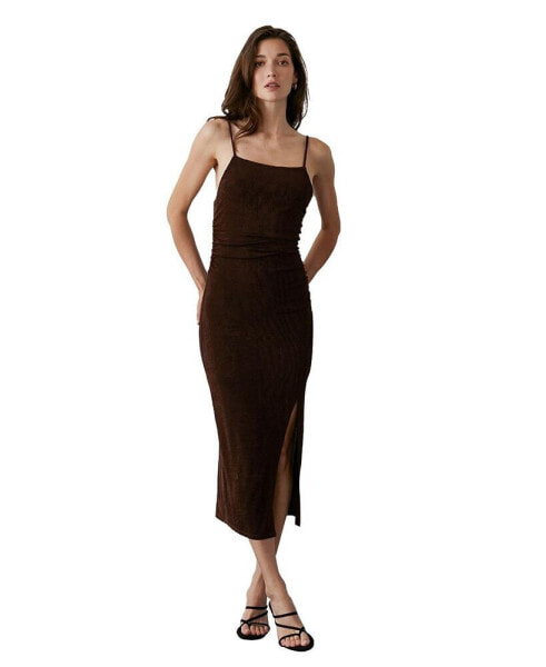 Платье женское Crescent Nylah с квадратным вырезом и складками в середине, средней длины