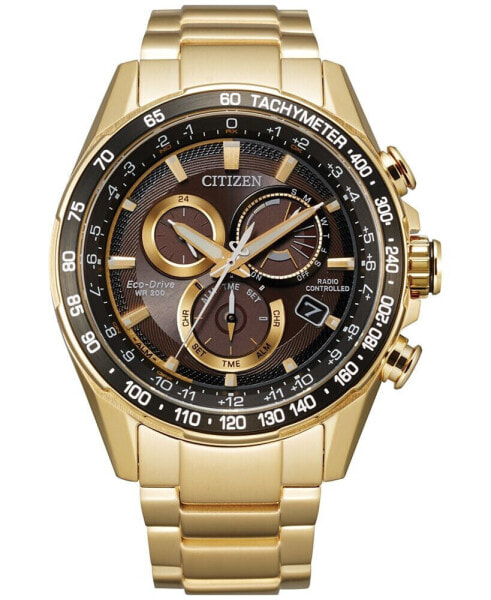Eco-Drive Men's Chronograph PCAT Gold-Tone Stainless Steel Bracelet Watch 43mm