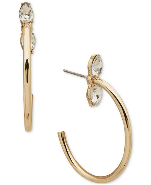 Gold-Tone Small Crystal C-Hoop Earrings, 1.06"