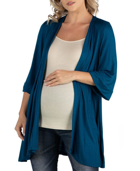 Open Front Elbow Length Sleeve Maternity Cardigan