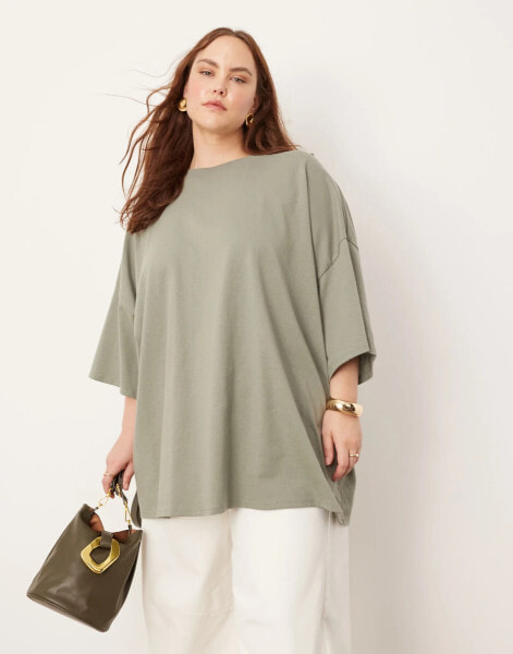 ASOS EDITION Curve oversized premium t-shirt in olive