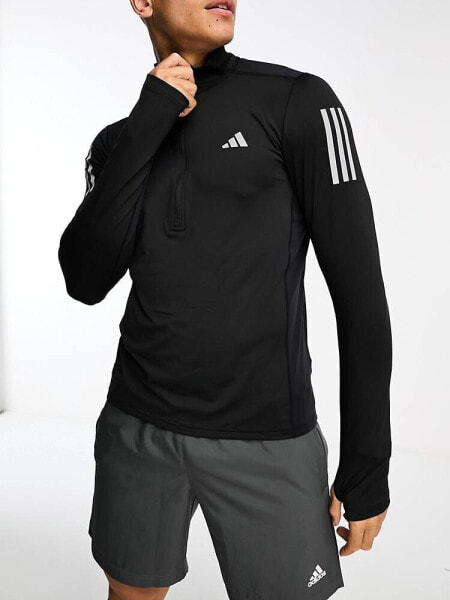 adidas Running Own The Run half zip in black