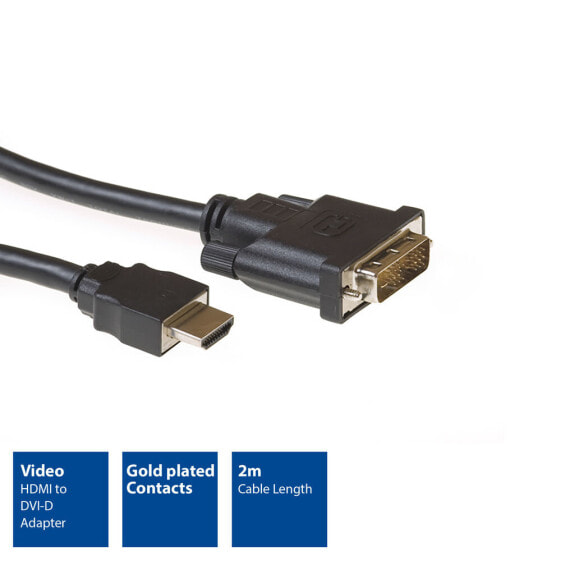 ACT AC7520 - 2 m - HDMI Type A (Standard) - DVI-D - Male - Male - Straight