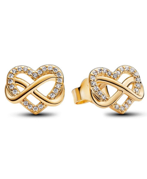 Sparkling Infinity Heart Stud Earrings