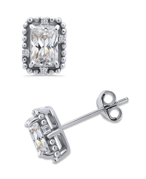 Cubic Zirconia Bead Frame Stud Earrings in 18k Gold-Plated Sterling Silver, Created for Macy's