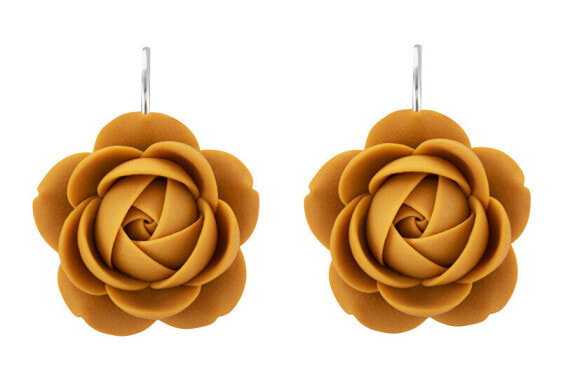 Yellow dangling earrings in the shape of Yellow Ocher flowers