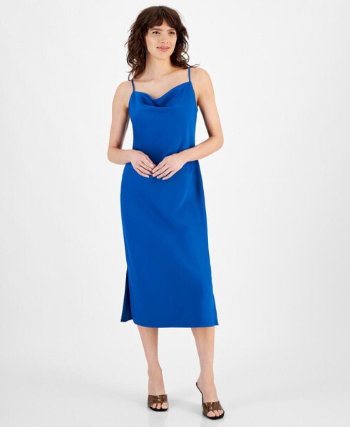 Women's Cowl-Neck Spaghetti Strap Side-Slit Dress, Created for Macy's