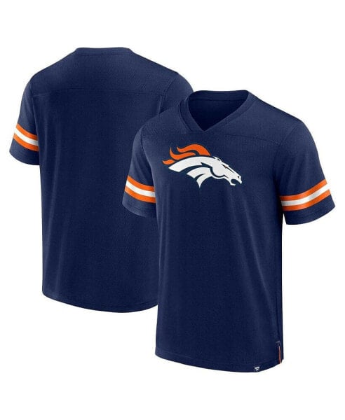 Men's Navy Denver Broncos Jersey Tackle V-Neck T-shirt