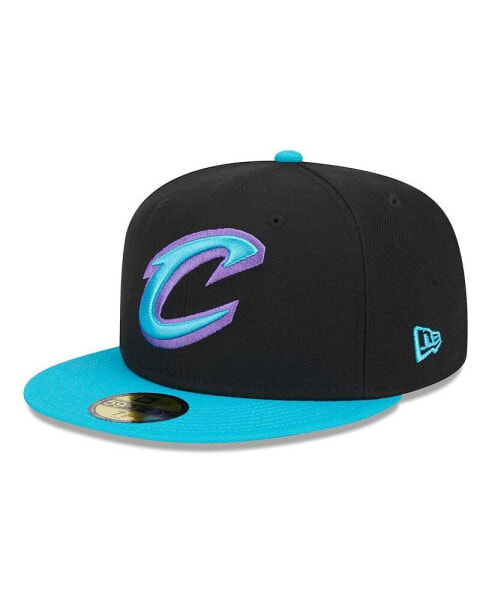 Men's Black, Turquoise Cleveland Cavaliers Arcade Scheme 59FIFTY Fitted Hat