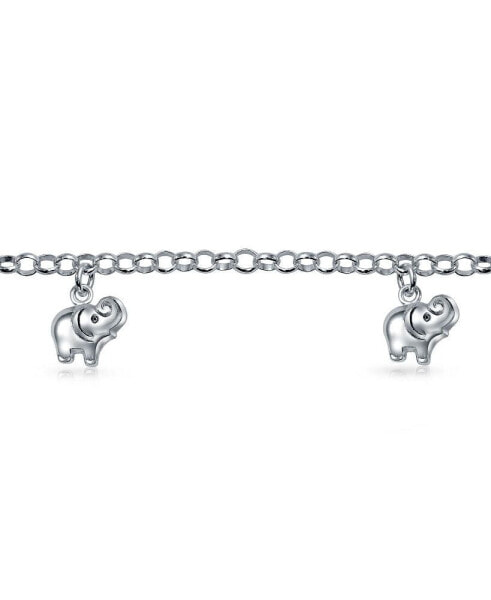 Good Luck ZOO Animal Lucky Multi Dangling Elephant Charm Bracelet For Women Sterling Silver 7.5 Inch