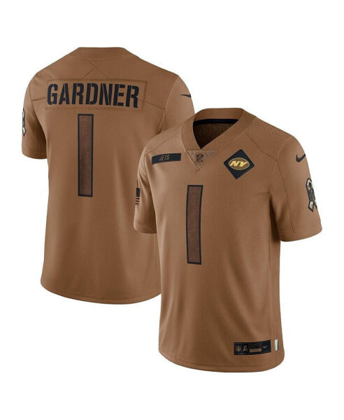Men's Ahmad Sauce Gardner Brown Distressed New York Jets 2023 Salute To Service Limited Jersey