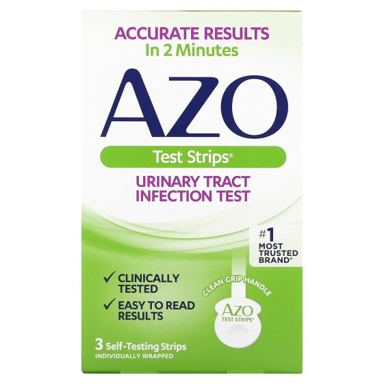 Диагностические тесты AZO для обнаружения инфекции мочевых путей, 3 тест-полоски для самостоятельного использования