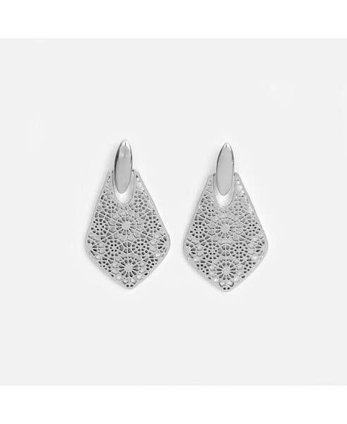 Statement Filigree Post Earrings Silver