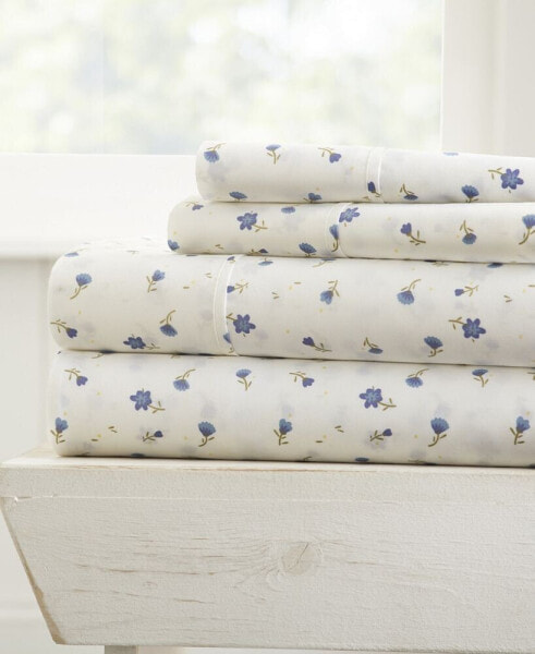 The Farmhouse Chic Premium Soft Floral Double Brushed Patterned Sheet Set, Full