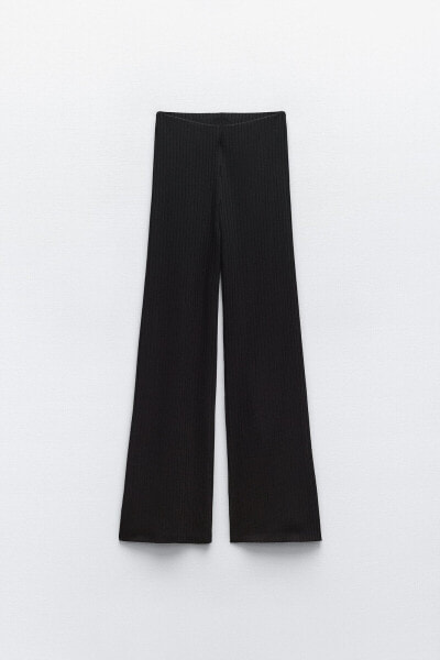 Ribbed flowing wide-leg trousers