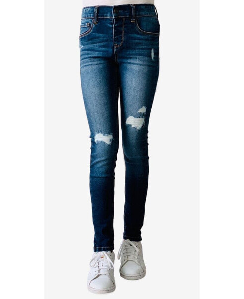 Big Girls Destructed Denim Dark Wash Skinny Jeans