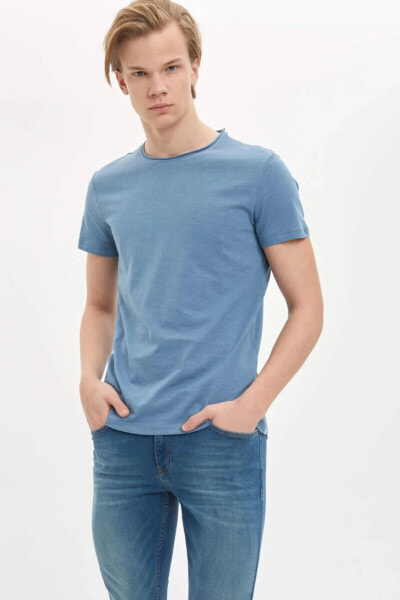 Erkek Mavi Kısa Kol T-shirt M4789az