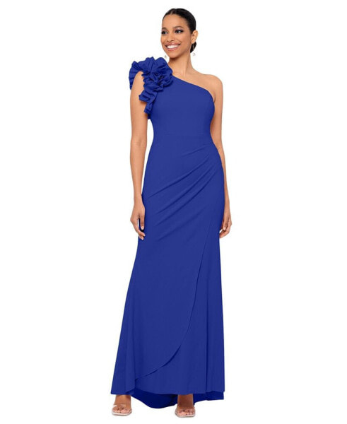 Women's Ruffled One-Shoulder Gown