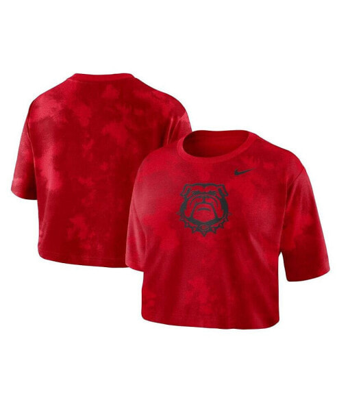 Women's Red Georgia Bulldogs Tie-Dye Cropped T-shirt