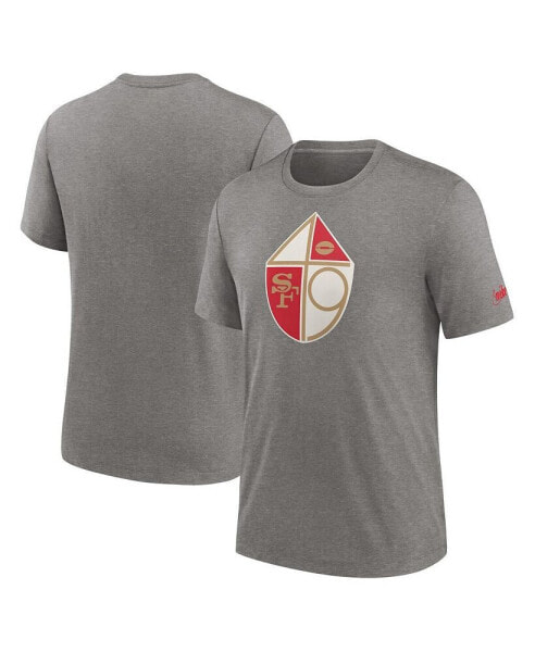 Men's Heather Charcoal San Francisco 49ers Rewind Logo Tri-Blend T-shirt