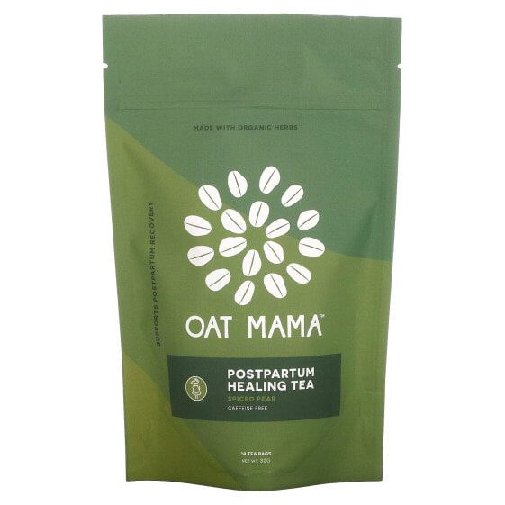 Oat Mama, Послеродовой лечебный чай, груша со специями, без кофеина, 14 чайных пакетиков, 32 г