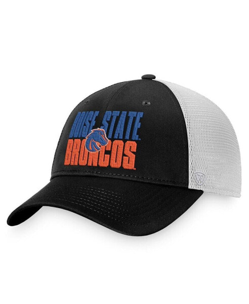 Men's Black, White Boise State Broncos Stockpile Trucker Snapback Hat