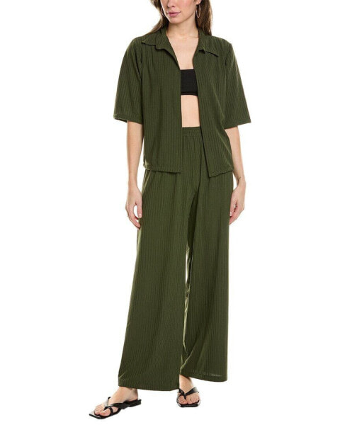 Anna Kay Savanna Silk-Blend Top & Pant Set Women's Green S