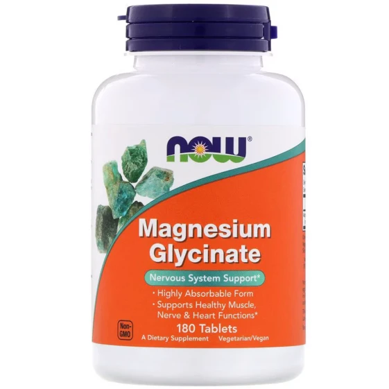 NOW Magnesium Glycinate Пищевая добавка глицинат магния 180 таблеток 2261₽