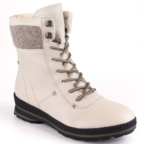 Comfortable insulated leather boots Rieker W RKR614, beige