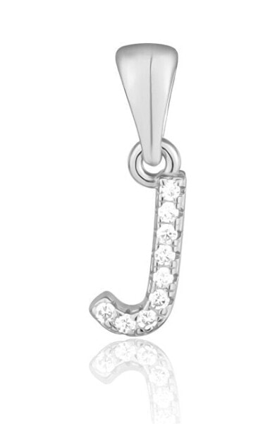 Silver pendant with zircons letter "J" SVLP0948XH2BI0J