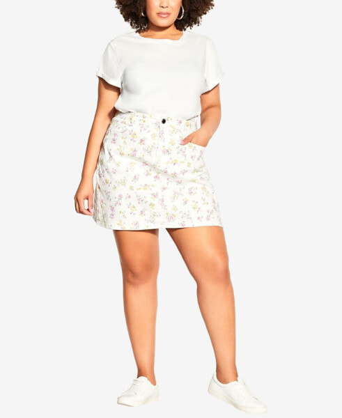 Trendy Plus Size Floral Summer Ditsy Skirt