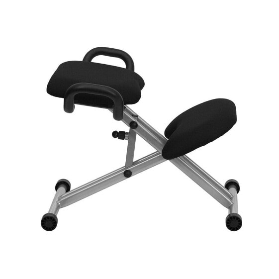 Ergonomic Kneeling Chair With Handles In Black Fabric