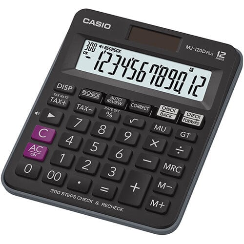 Casio MJ-120D Plus - Desktop - Basic - 12 digits - Battery/Solar - Black