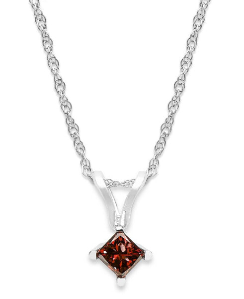 10k White Gold Red Diamond Pendant Necklace (1/6 ct. t.w.)