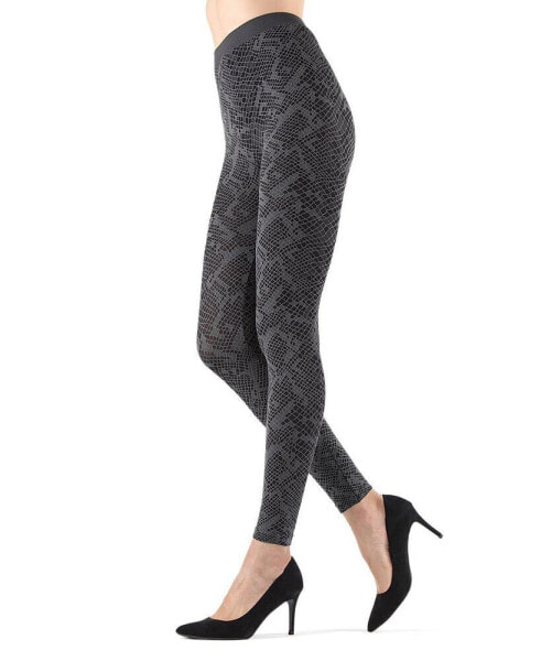 Women's Mulga High-Waisted Black Snakeskin Leggings