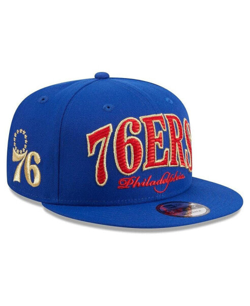 Бейсболка New Era мужская с высоким текстом Philadelphia 76ers Golden Tall Text 9FIFTY Snapback Hat