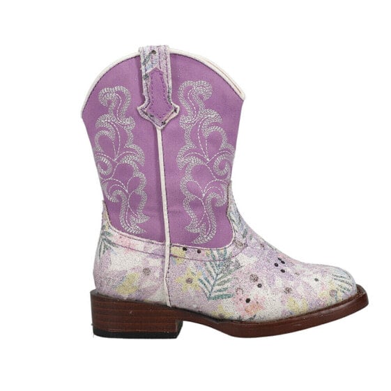 Roper Glitter Floral Square Toe Cowboy Toddler Girls Size 5 M Casual Boots 09-0