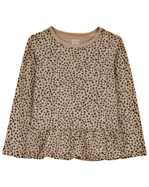 Toddler Leopard Print Peplum Top 2T