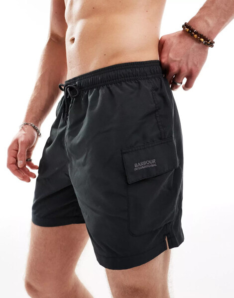 Barbour International pocket swim shorts in black