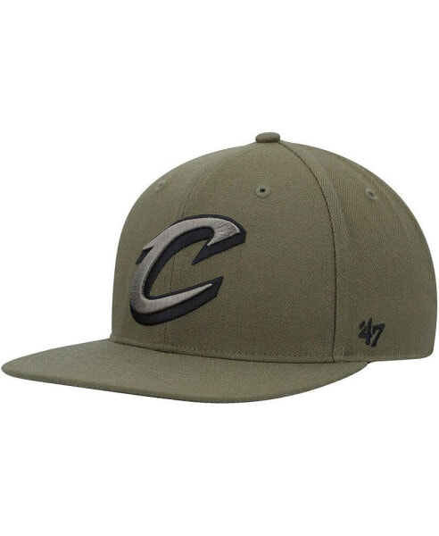 Men's Olive Cleveland Cavaliers Ballpark Camo Captain Snapback Hat