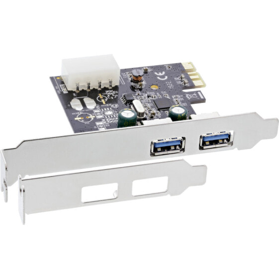 InLine USB 3.0 2 Port Host Controller PCIe with Full Size + Low Profile Bracket