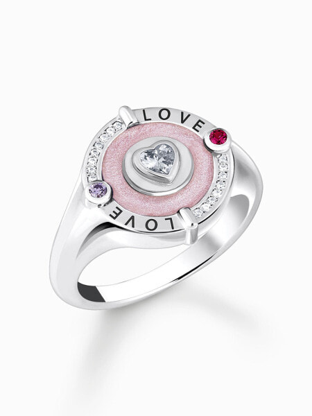 Thomas Sabo TR2447-390-9-54 Silver signet ring w. heart and stones