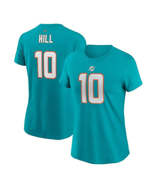 Women's Tyreek Hill Aqua Miami Dolphins Player Name and Number T-shirt